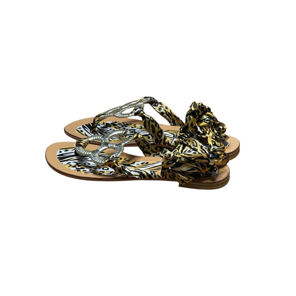BUMPER.Women gladiator print‎ animal fabric strap sandals size 8 - Picture 3 of 12
